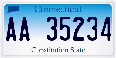 CT license plate AA35234