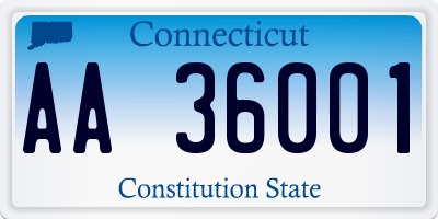 CT license plate AA36001