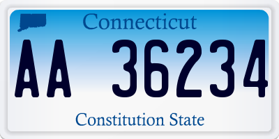 CT license plate AA36234