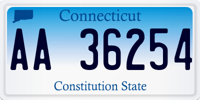 CT license plate AA36254