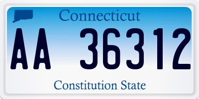 CT license plate AA36312