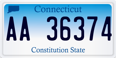 CT license plate AA36374