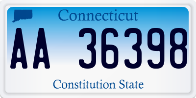 CT license plate AA36398