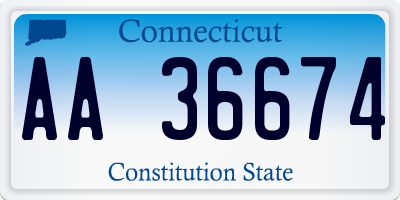 CT license plate AA36674