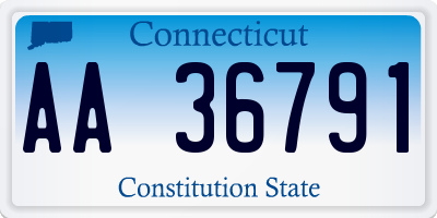 CT license plate AA36791