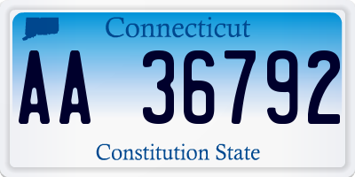 CT license plate AA36792