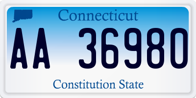 CT license plate AA36980