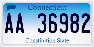 CT license plate AA36982