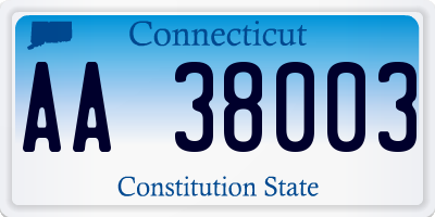 CT license plate AA38003