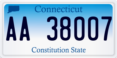 CT license plate AA38007