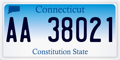 CT license plate AA38021