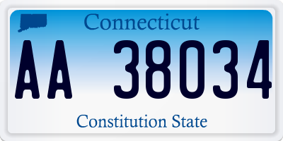 CT license plate AA38034
