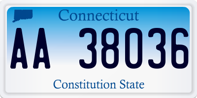 CT license plate AA38036