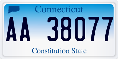 CT license plate AA38077