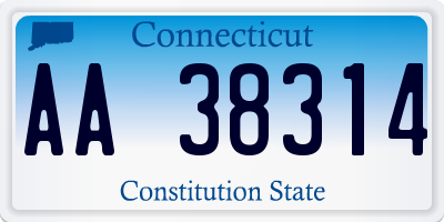 CT license plate AA38314
