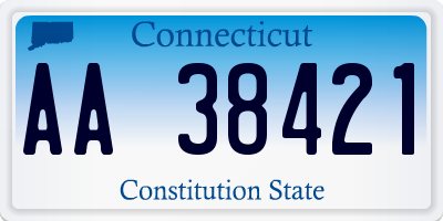 CT license plate AA38421