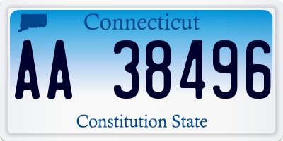 CT license plate AA38496