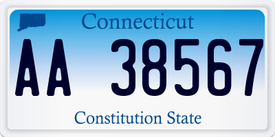 CT license plate AA38567