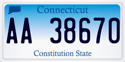 CT license plate AA38670