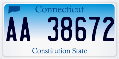 CT license plate AA38672