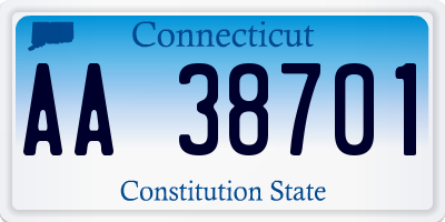 CT license plate AA38701