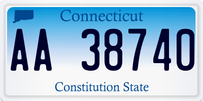 CT license plate AA38740