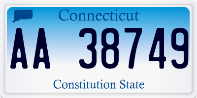 CT license plate AA38749
