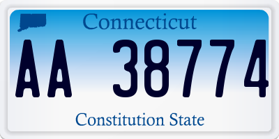 CT license plate AA38774