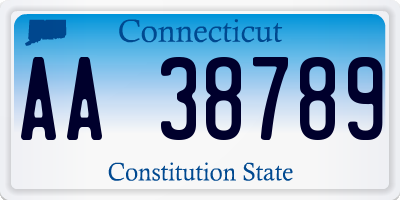 CT license plate AA38789