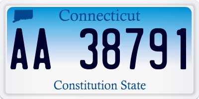 CT license plate AA38791