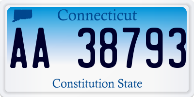 CT license plate AA38793