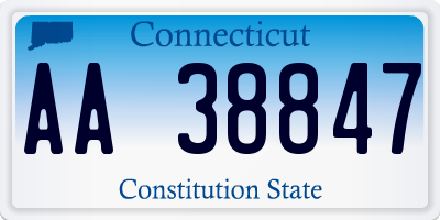 CT license plate AA38847