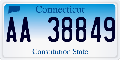 CT license plate AA38849