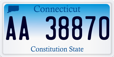 CT license plate AA38870