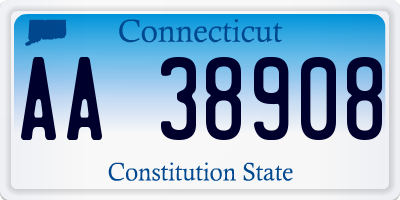 CT license plate AA38908