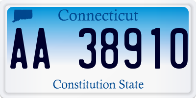CT license plate AA38910