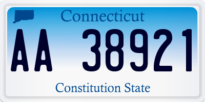 CT license plate AA38921