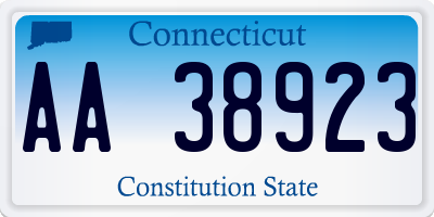 CT license plate AA38923