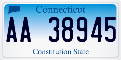 CT license plate AA38945