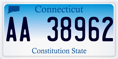 CT license plate AA38962