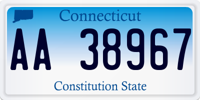 CT license plate AA38967