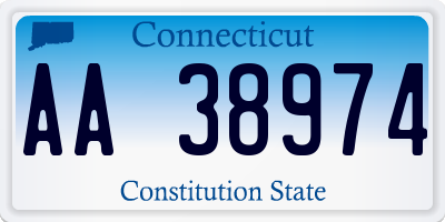 CT license plate AA38974