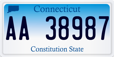 CT license plate AA38987