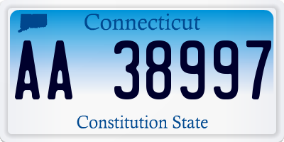 CT license plate AA38997