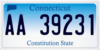 CT license plate AA39231