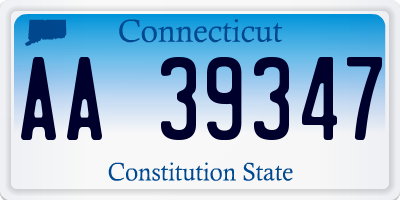 CT license plate AA39347
