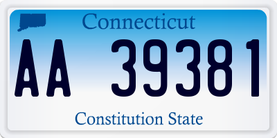 CT license plate AA39381