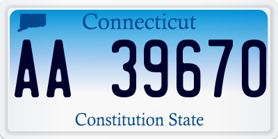 CT license plate AA39670