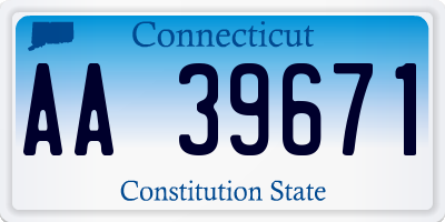 CT license plate AA39671