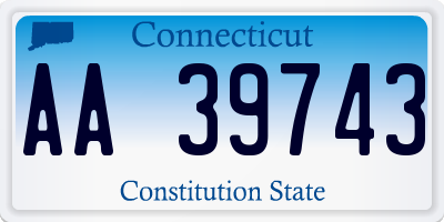 CT license plate AA39743